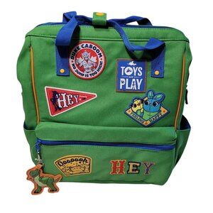 Disney PIXAR Toy Story Backpack 16" Green Padded Pockets Patches School Travel
